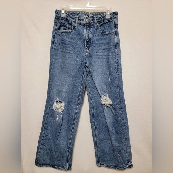 Women's Old Navy Sky-Hi Wide Leg Jeans, Washed Blue, Size 6 Petite, Pre-Owned - Picture 10 of 10